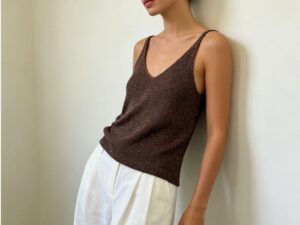 TOP BRILLANTE marron