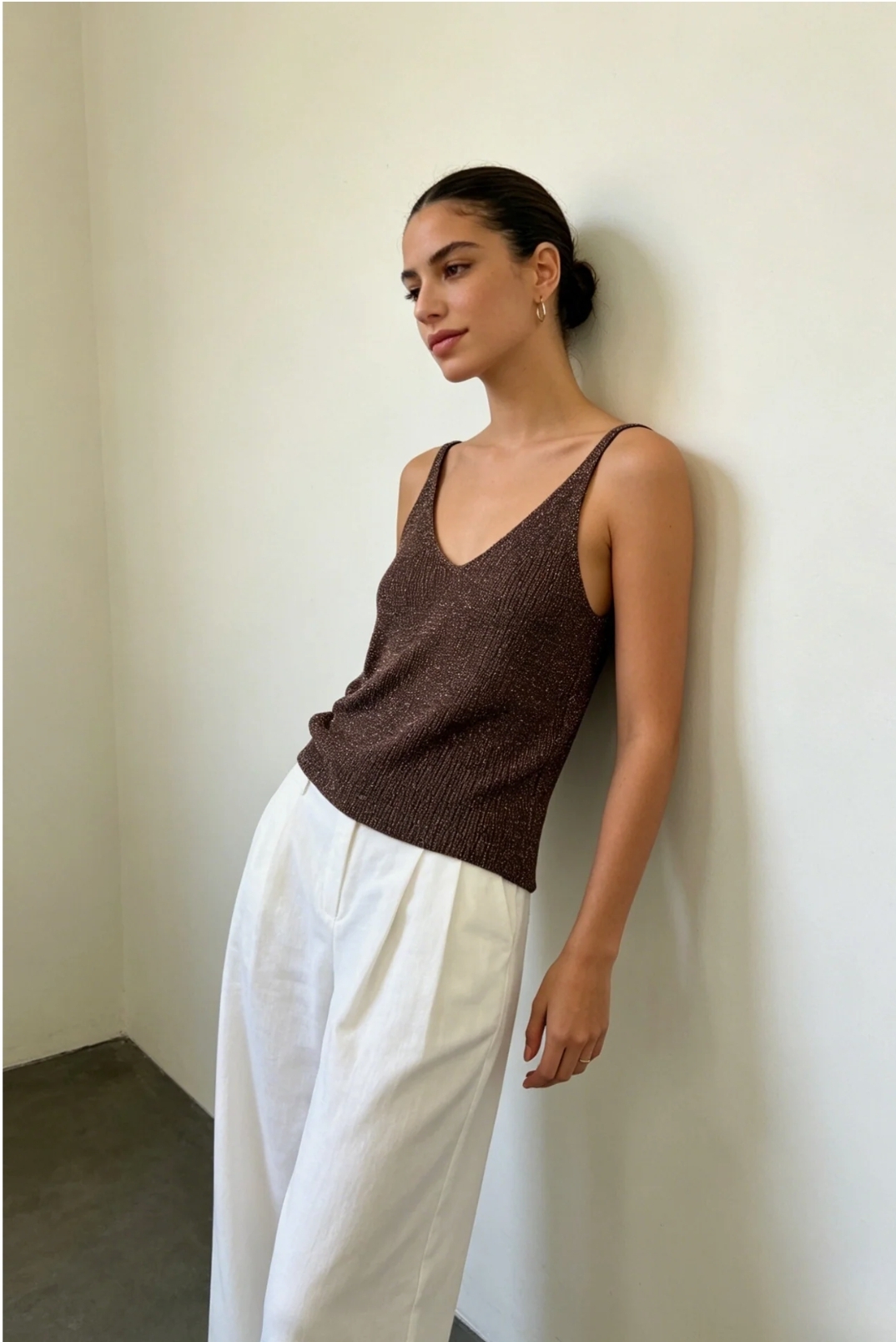 TOP BRILLANTE marron