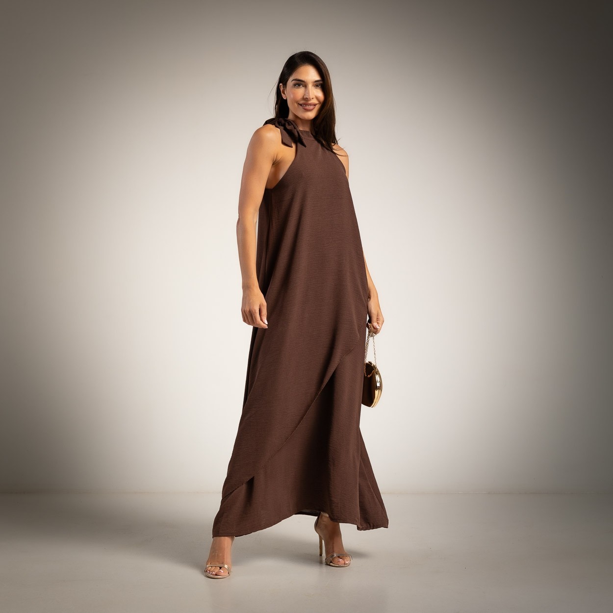 VESTIDO CAPA marron