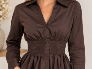 CAMISA PEPLUM marron
